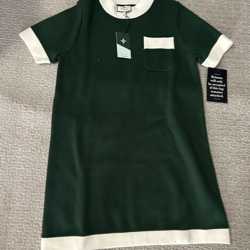 Tuckernuck Forest Green and Cream Mini Dress